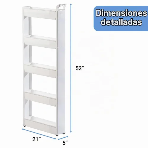 Vista 6 de Miles Kimball Cesta delgada de 5 niveles, blanca, plástico duradero, fácil de ensamblar, soporta hasta 6.5 libras