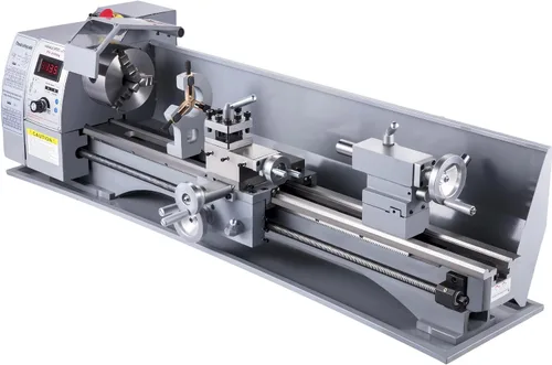 Vista 10 de VEVOR Torno de metal, Mini máquina de torno de 210x720, Cambio de velocidad variable de 2500 RPM, Mini torno de precisión de 750W, Torno de trabajo