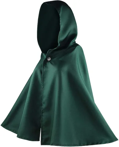 Vista 4 de PashaLs Capa de anime de 2 piezas, capa de alas con capucha verde, capa de disfraz de anime con collar, 29.9 pulgadas de longitud