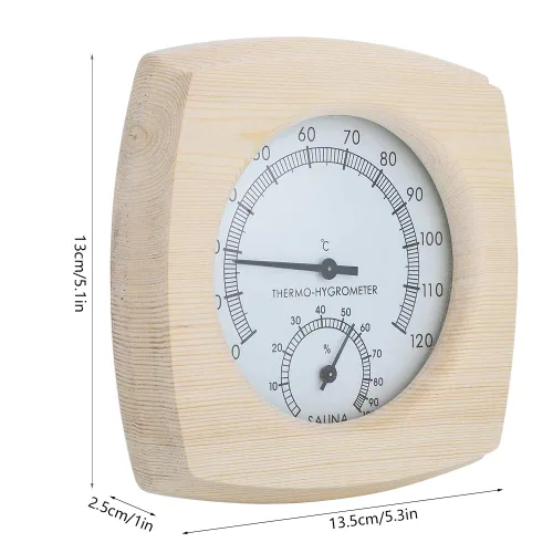 Vista 9 de Wood Hygrometer, Decorative Indoor Thermometer with Bold Black Pointer and Clear Dial, for Sauna Room Bathroom