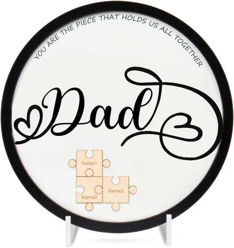 Vista 19 de Letrero personalizado con nombre de la familia, adornos de madera para la familia, placa de rompecabezas con nombre personalizado, decoración