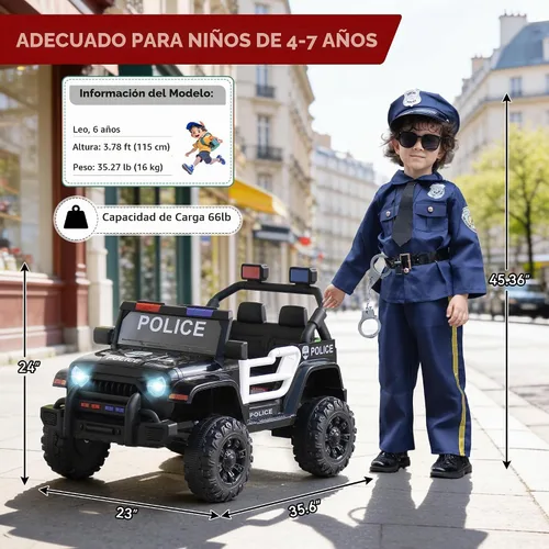 Vista 2 de TOBBI Coche de policía de 12 V con control remoto para que los niños