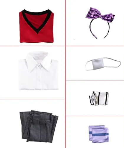 Vista 4 de Ksmate Ikishima Midari - Disfraz de cosplay para mujer, uniforme JK, chaleco, camisas