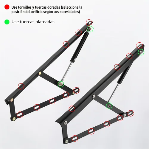 Vista 6 de Dyna-Living Mecanismo de elevación de cama, capacidad de carga de 48.5 lbs/48.5 libras, kit de elevación de almacenamiento de cama de gas hidráulico