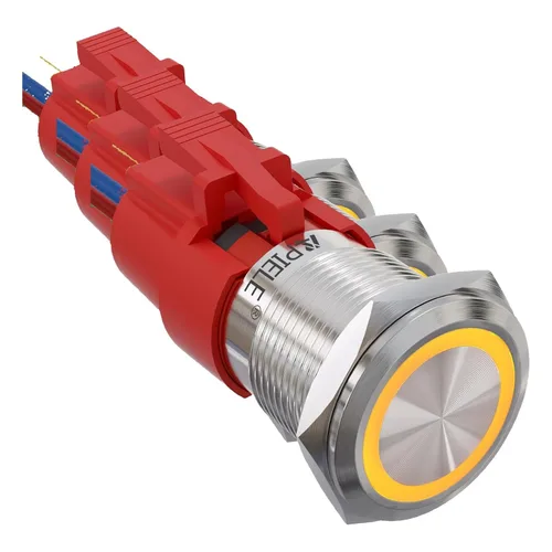 Vista 22 de APIELE Interruptor de botón de bloqueo de 0.748 in, 12 V CC, anillo de halo de ojo de ángel LED de 0.74 pulgadas, 1NO1NC SPDT con enchufe de cable