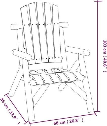 Vista 5 de Garden Chair, Solid Spruce Wood, Burned Look, Standard Durable Outdoor Patio Furniture, Comfortable Backyard Seating