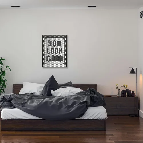 Vista 5 de Arte de pared con citas en blanco y negro minimalista moderno póster "You Look Good" de 08x10 pulgadas con marco negro impresiones en lienzo