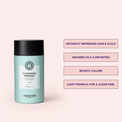 Vista 2 de Maria Nila Cleansing Powder, Dry Shampoo Powder, Refreshes Hair & Scalp, Absorbs fats, oils & product residue, 100% Vegan & Sulfate/Paraben free