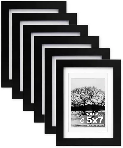 Vista 9 de Egofine - Juego de 6 portarretratos de 10 x 15 cm, hechos de madera maciza cubiertos por plexiglás 8 x 12 cm y 9 x 13 cm con paspartú o 10 x 15 cm