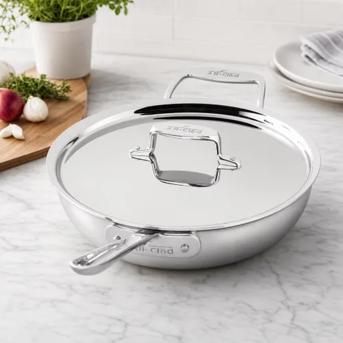 Vista 2 de All-Clad Sartén esencial de acero inoxidable d5 de 6 cuartos de galón con tapa [cocina]