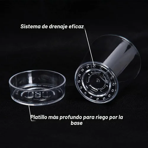 Vista 5 de Maceta Phoenix Vine de 3.5 pulgadas de acrílico transparente con bandeja, maceta para orquídeas con agujeros de drenaje, platillo profundo