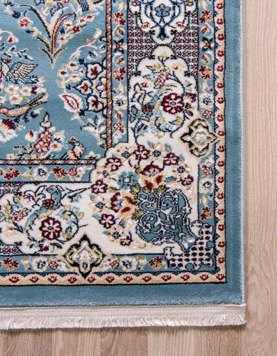 Vista 8 de Unique Loom Narenj Collection - Alfombra clásica de diseño repetido con textura tradicional, rectangular, 3 x 5 pies y 1 pulgada, azul/beige