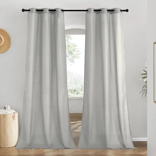 Vista 88 de NICETOWN - Cortinas de lino angora para ventana de cocina sobre el fregadero, con ojales, lino grueso angora, tratamientos cortos para ventanas