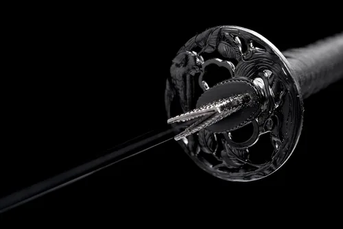 Vista 3 de Espada japonesa samurái negra Katana espadas forjadas a mano