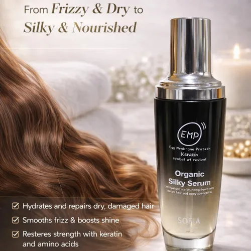 Vista 2 de SOFIA EMP - Suero sedoso orgánico, para cabello encrespado, seco, inmanejable, tamaño 50ML