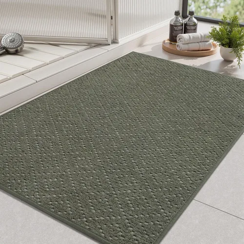 Vista 8 de AMOAMI Tapete de baño fino, súper absorbente, antideslizante, parte trasera de goma, tapetes de baño para baño, secado rápido, superficie