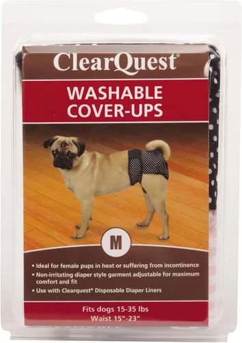 Vista 6 de ClearQuest Pañales para perros que protegen la humedad y las manchas, paquete de 2 Negro/Rosa