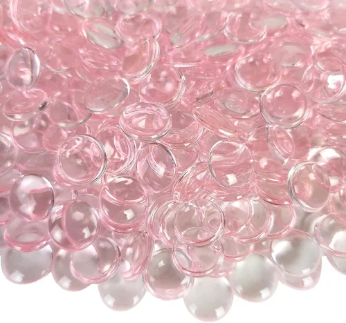 Vista 23 de HappyFiller 1200 PCS gemas acrílicas planas tipo canicas de 0.6" color morado brillante para rellenos de jarrones, confeti de fiesta, centros