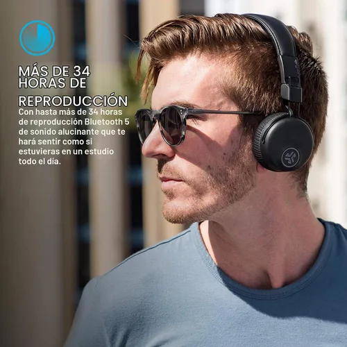 Vista 2 de JLab Studio ANC, auriculares inalámbricos con cancelación activa de ruido, auriculares Bluetooth plegables, color negro