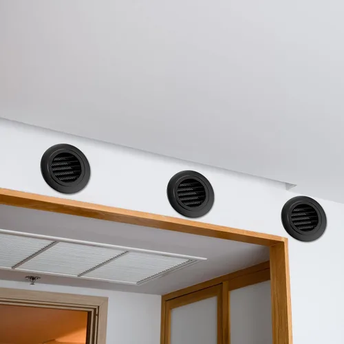 Vista 6 de VIHOSE 12 piezas de 4 pulgadas ABS redondo cubierta de ventilación de plástico Soffit escape baño negro cubierta de ventilación con mosquitera