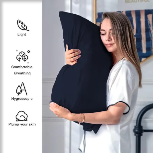 Vista 106 de Funda de almohada de seda para cabello y piel, suave, transpirable y sedosa, juego de fundas de almohada 100% tamaño estándar de 2 piezas, fundas