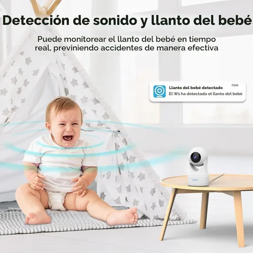 Vista 5 de owltron Cámara de seguridad interior 2K, cámaras de 360° para seguridad del hogar con detección de movimiento, WiFi de 2.4G para Blanco-350°