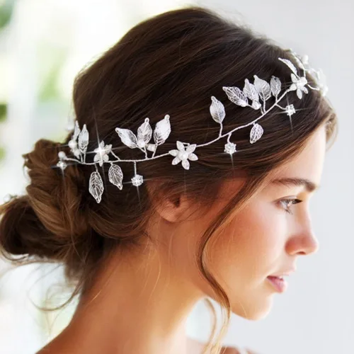 Vista 9 de Yean Diadema de novia para el pelo de la boda, accesorios de novia de hoja dorada para mujer