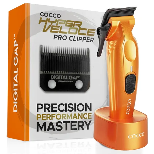Vista 12 de Cocco Hyper Veloce Pro Clipper, Digital Gap Ambassador Graphene Taper Blade Profesional Clipper, Motor BLDC de alto par, totalmente metálico