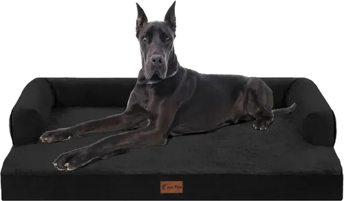 Vista 45 de Cama ortopédica para perros extragrandes, cama de espuma XL con forma de caja de huevos impermeable con lados 45x35 pulgadas, cama de sofá