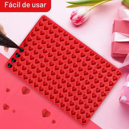 Vista 7 de Webake Mini molde de corazón, 150 cavidades, molde de silicona para gomitas, dulces, chocolate, bandeja para hornear para golosinas caseras, Día