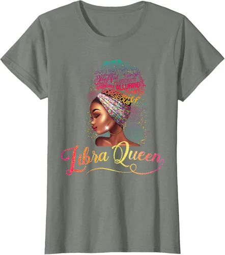 Vista 3 de Libra Queen Afro - Camiseta de cumpleaños para mujer de septiembre de octubre, melanina, Negro, S