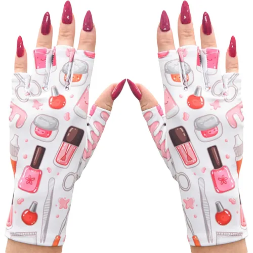 Vista 20 de ManiGlovz - Guantes de uñas originales con protección UPF 50+ UV Manicura de gel y guantes anti UV sin dedos para mujeres Se pueden utilizar