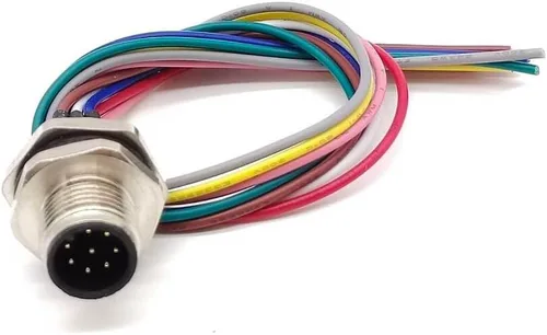Vista 7 de Elecbee M12 macho zócalo A codificó 8Pin montaje trasero recto para cable 0.2M soldadura impermeable conector