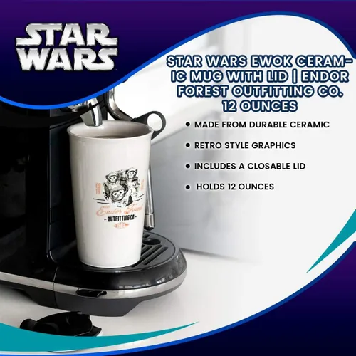 Vista 6 de Se7en20 Star Wars Ewok - Taza de cerámica con tapa Endor Forest Outfitting Co. 12 onzas