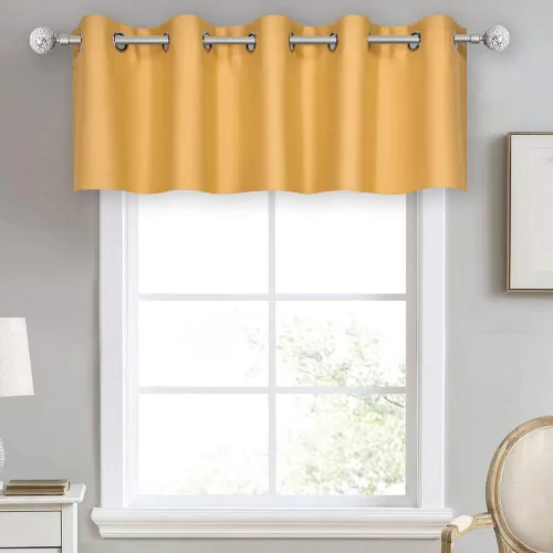Vista 44 de DECOVSUN Cenefa de cortina opaca amarilla brillante para ventanas de cocina, cenefa opaca con ojales para dormitorio, cenefa corta y recta para sala