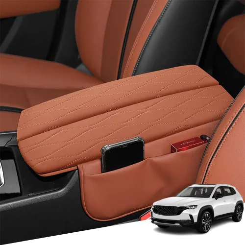 Vista 59 de Great-luck Funda de cuero para consola central, almohadilla para reposabrazos, accesorios de cubierta de caja (costuras rojas) para BMW X1 2023 2024