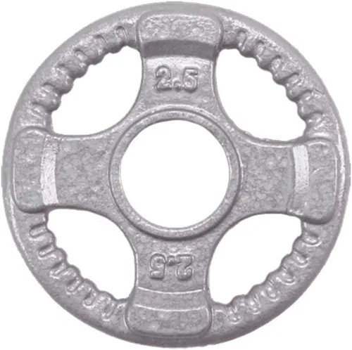 Vista 3 de Body-Solid Juego de discos olímpicos de hierro fundido con diseño de agarre cuádruple, pesas libres, placas de mancuernas, agujero estándar de 2