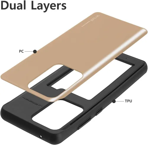 Vista 5 de GOOSPERY Sky Slide - Funda para Samsung Galaxy S20 Ultra (2020) de doble capa con tarjetero y cartera (dorado)