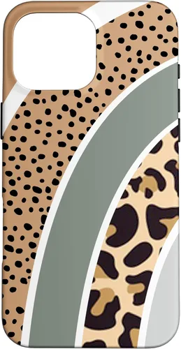 Vista 19 de Boho Burnt Orange Half Rainbow with Dotted Pattern Leopard Case for iPhone 17