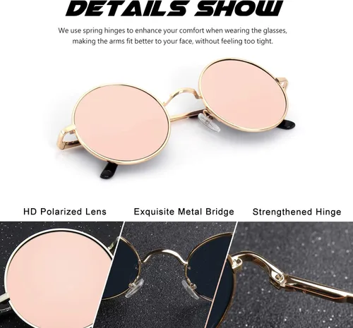 Vista 60 de CGID Gafas de sol unisex polarizadas redondas E01 Lennon