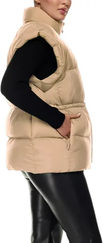 Vista 4 de Gihuo Chaleco acolchado con cremallera y cuello alto para mujer, chaleco acolchado de invierno sin mangas