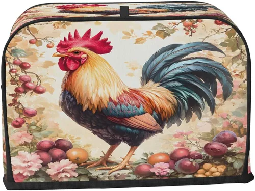 Vista 2 de Funda para tostadora de animales de gallo, 2 rebanadas, protección contra el polvo y las huellas dactilares, fundas para pan, fundas lavables
