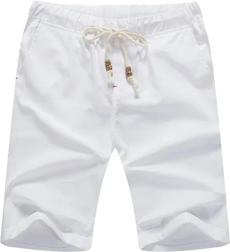 Vista 56 de Sailwind Pantalones cortos de lino para hombre, pantalones cortos casuales de playa con cordón