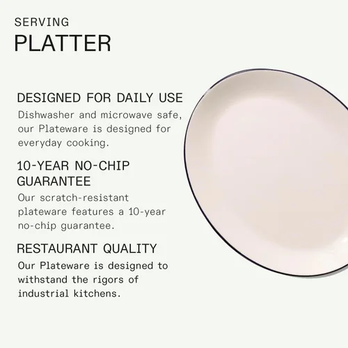 Vista 3 de Made In Utensilios de cocina - Plato para servir - Blanco con borde negro - Porcelana Inglaterra