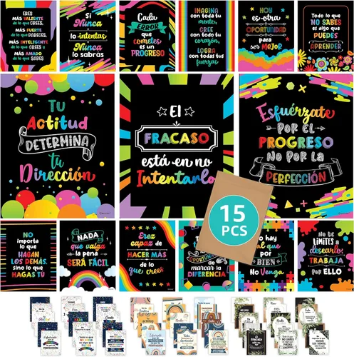 Vista 11 de Decorably 15 carteles de aula de español boho arco iris escuela secundaria Arco iris Boho