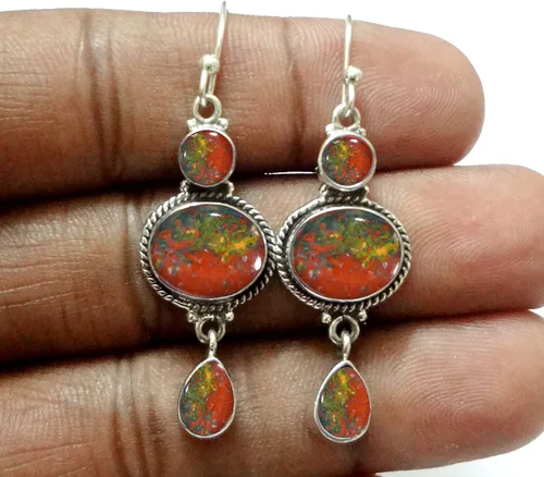 Vista 22 de Pendientes colgantes de plata esterlina fina para mujeres y niñas, aretes colgantes de piedras preciosas auténticas, aretes colgantes de gota