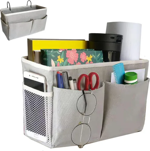 Vista 11 de Organizador de Mesita de Noche/Bolsa de Almacenamiento Colgante de Mesita de Noche Organizador Multifuncional para Literas Camas de Hospital Rieles