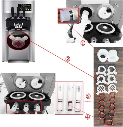 Vista 7 de Máquina comercial de helados para catering, máquina de congelación de helados de 1200 W 3 sabores 16 a 18 L/h Máquina de helados con pantalla LCD