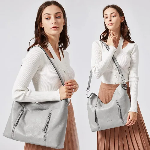 Vista 2 de CLUCI Women Soft Genuine Leather Hobo Handbags Top Handle Tote Bag Large Fashion Crossbody Shoulder Bag