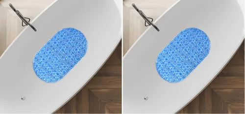 Vista 7 de Splash Home Pop - Tapete para bañera antideslizante, lavable a máquina, para bañera, 27 pulgadas de largo x 15 pulgadas de ancho, PVC, color azul
